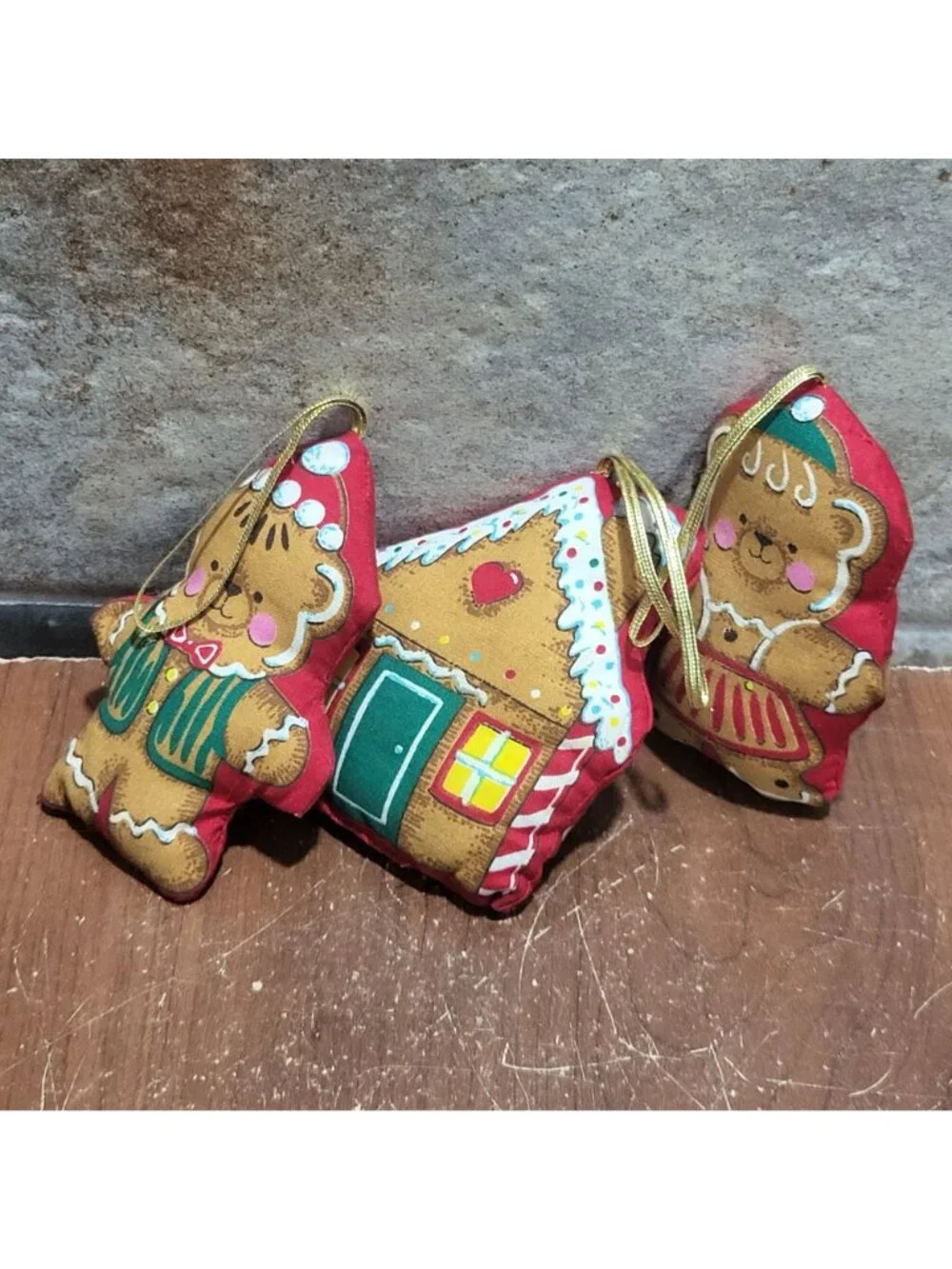 Vintage Gingerbread Boy Girl Bear House Holiday Collection Handmade Stuffed Fabr